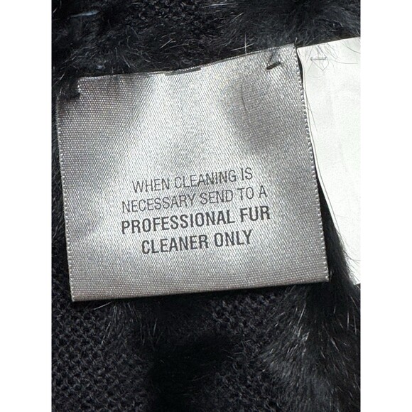 Vintage Y2K Wilsons Leather Maxima Rabbit Fur Black Poncho One Size - Picture 8 of 8